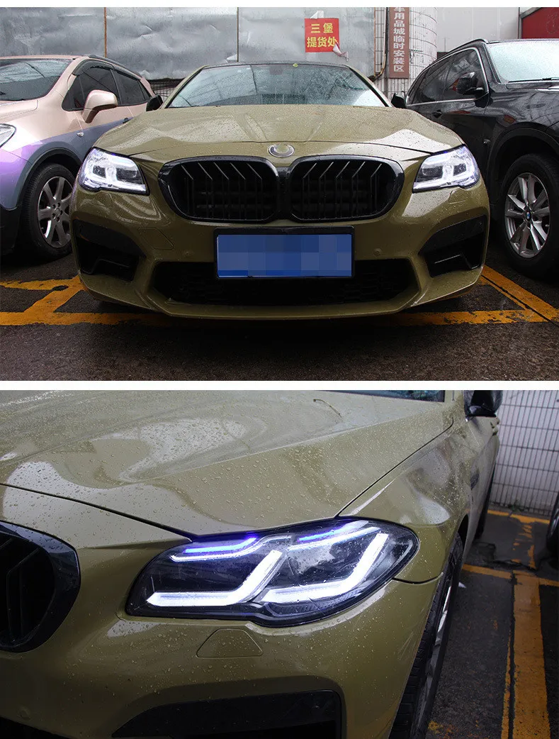 Car Headlights For BMW 5 series F10 F18 2011-20 17 Upgrade G30 Style LED Daytime Light Dual Lens Headlight