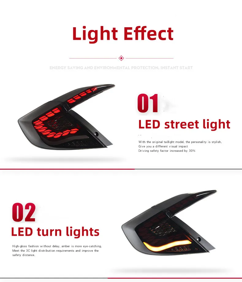 Full LED Taillight for Honda G10 Civic Taillight Assembly LED Dragon Scale Running Light Tail Turn Brake Reversing Light