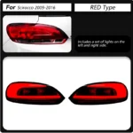 Auto Rear Lamp For VW Scirocco Tail light 2009-2014 Full LED Styling LED Running Lights Sequential Signal Taillight - Image 6