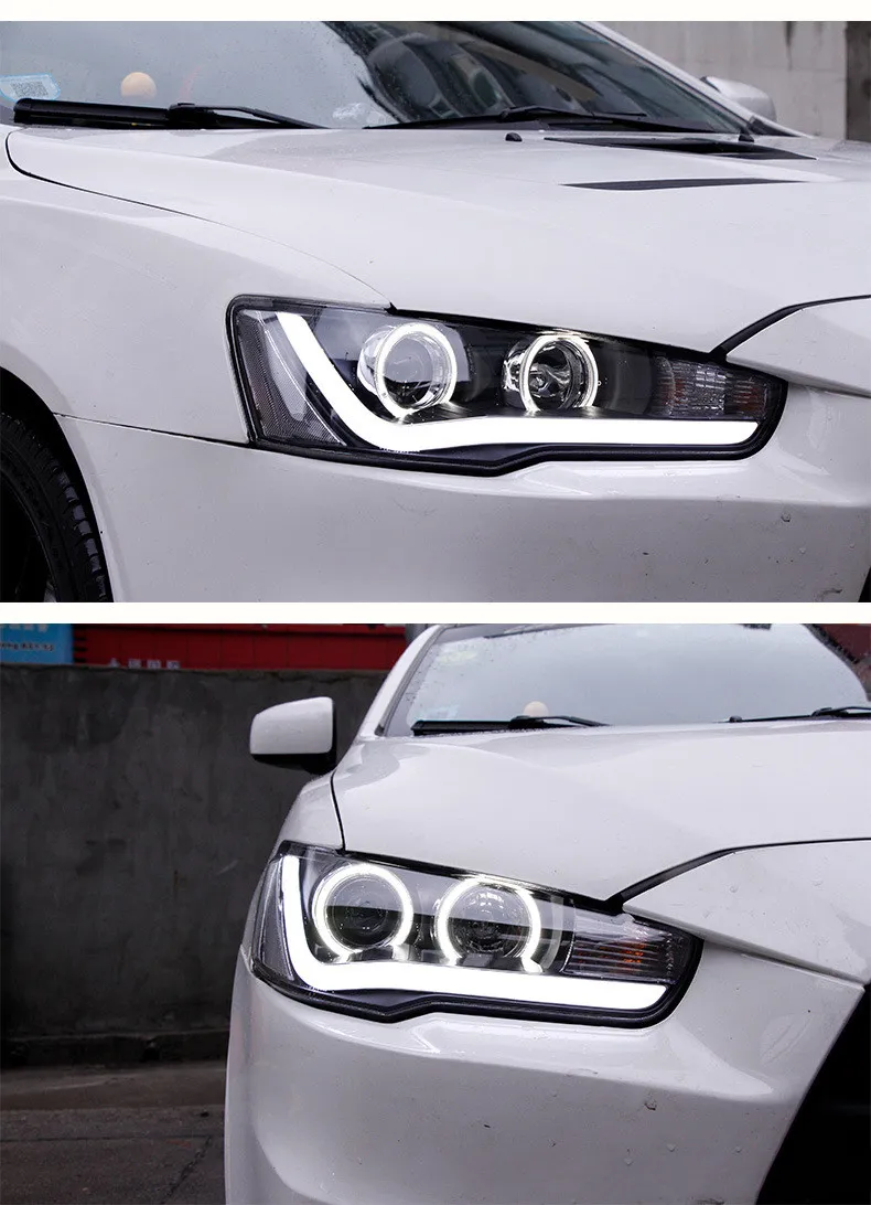 Car Headlight Assembly for Mitsubishi Lancer EVO 20 09-20 16 Front Light DRL Head Lamp LED Angel Eye Xenon Headlights