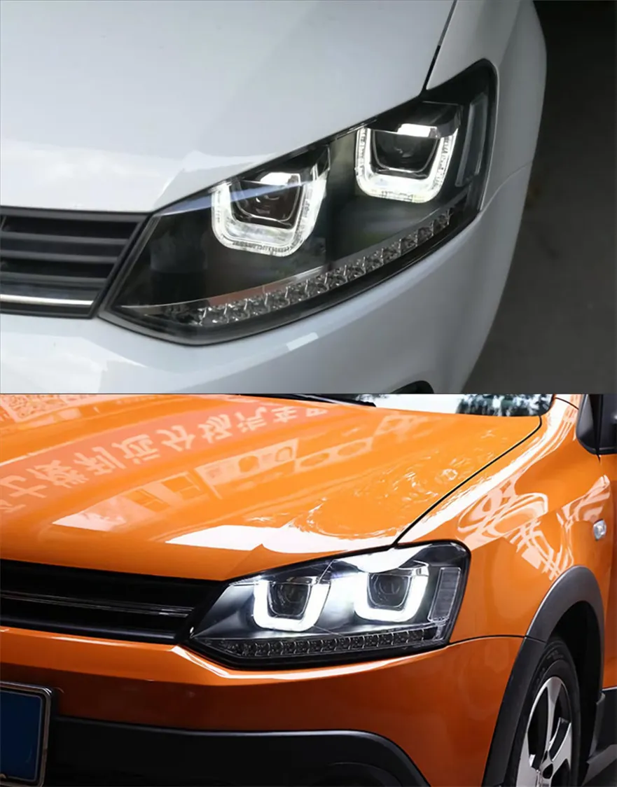 Car Head Lights Parts For VW Polo 20 11-20 18 LED Front Headlight Replacement DRL Daytime light Projector Facelift