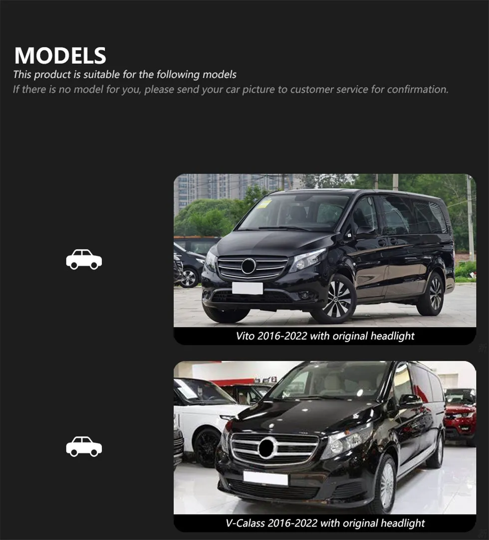 Car Tuning LED Lamp for Benz Vito Headlights 20 16-2022 W447 DRL Dynamic Turn Signal Lights Auto Headlight