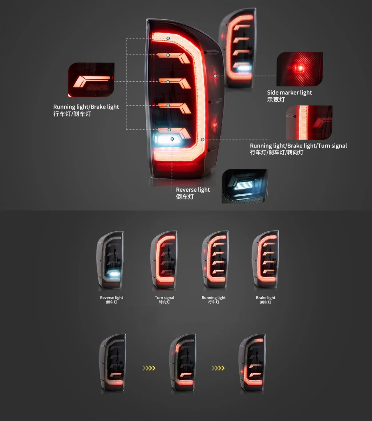 Car Accessory Car Taillamp For Toyota Tacoma Taillight Assembly Modified LED Auto Driving Lights 20 16-20 21
