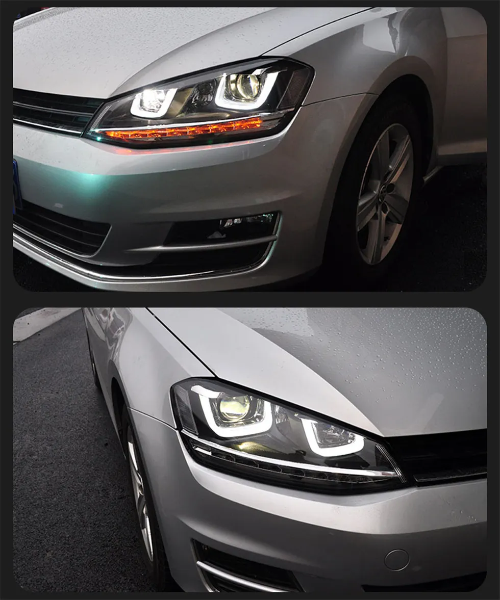 Car Light Assembly for VW Golf 7 MK7 20 13-20 17 Double U LED Upgrade Headlight DRL Dynamic Signal Head Lamps