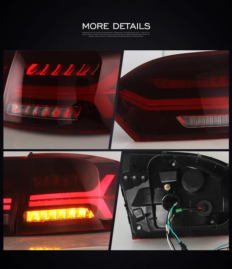 Car Tail Lights Assembly For VW Jetta Sagitar 6th Generation 20 12+ Sedan LED Sequential Turn Signal Driving Lights