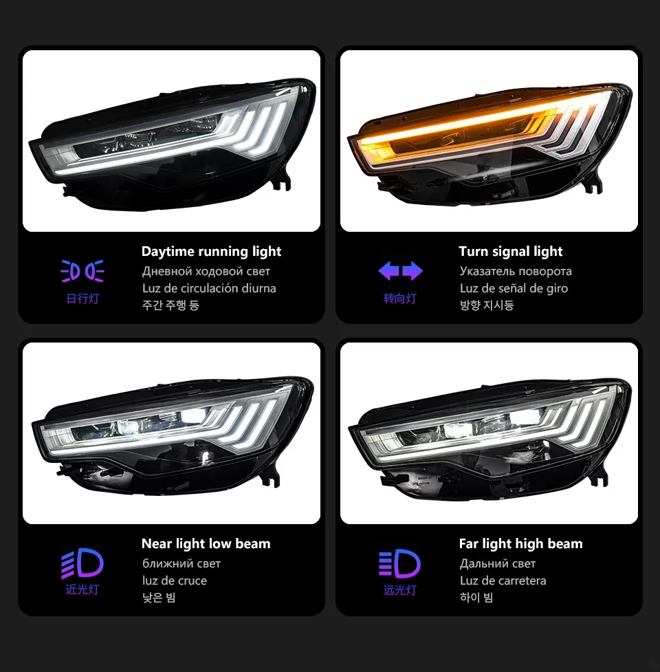 LED Headlight for Audi A6 Headlights 2012-20 15 Upgrade C8 Design DRL Dynamic Signal Front Lamp Accessory