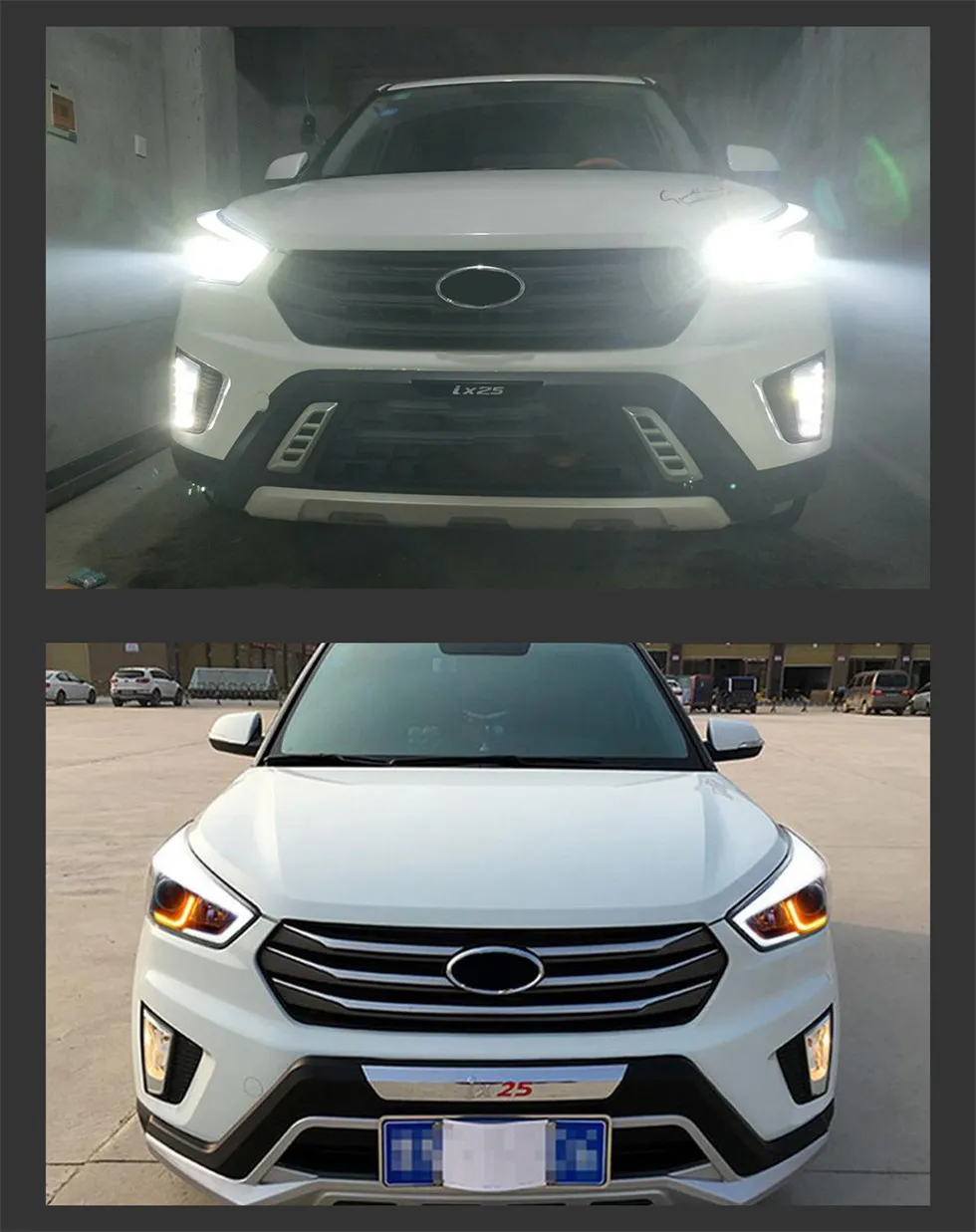 Car Styling Headlight For Hyundai ix25 2014-20 17 LED Signal Front Headlights Replacement DRL Daytime Light