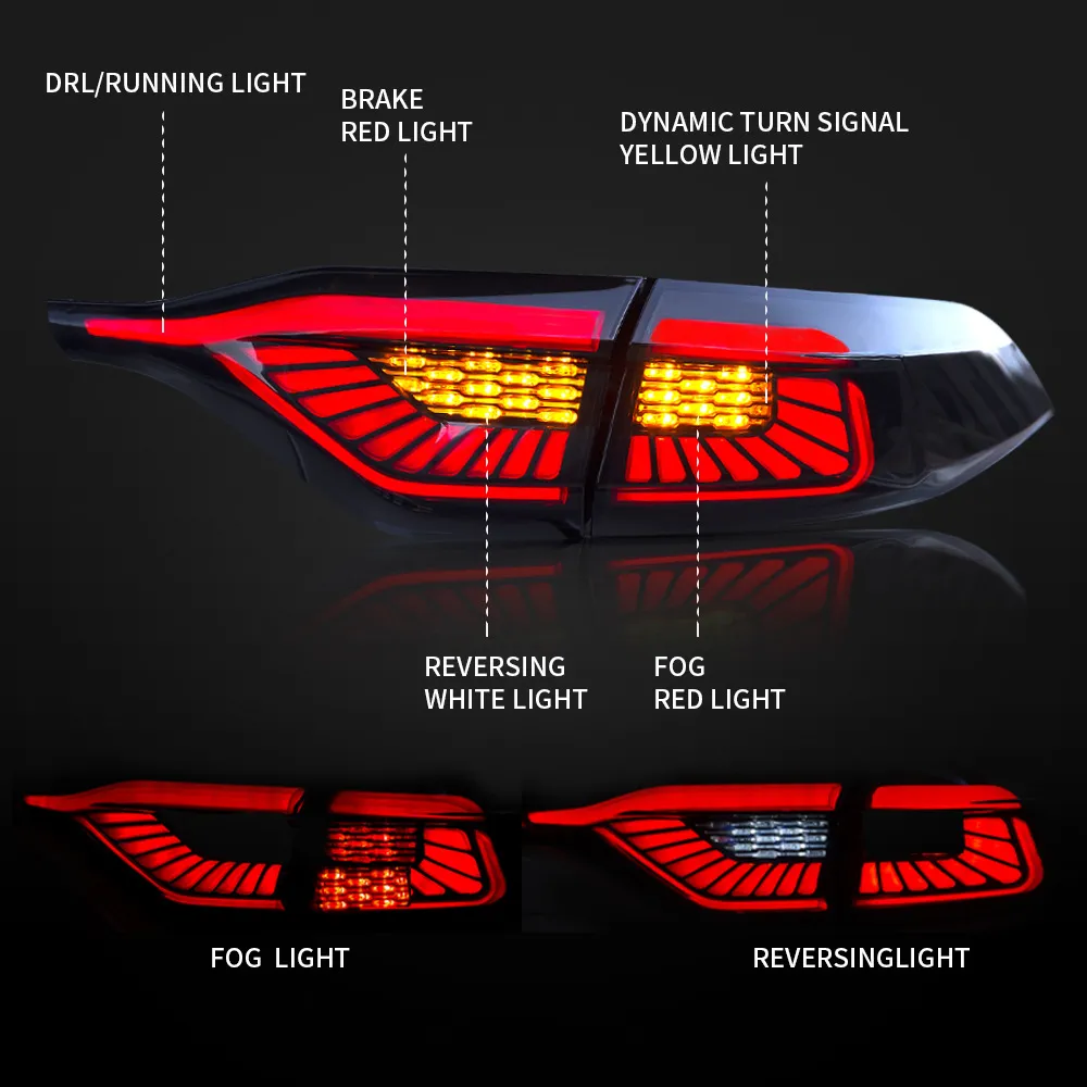Auto Tuning Taillight for Toyota Corolla 2018-2020 Taillights LED Running Lights Brake Lights Rear Parking US Version