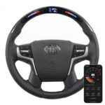 Genuine Carbon Fiber LED Custom Steering Wheels Compatible for Toyota Land Crusier Prado Crown Alphard