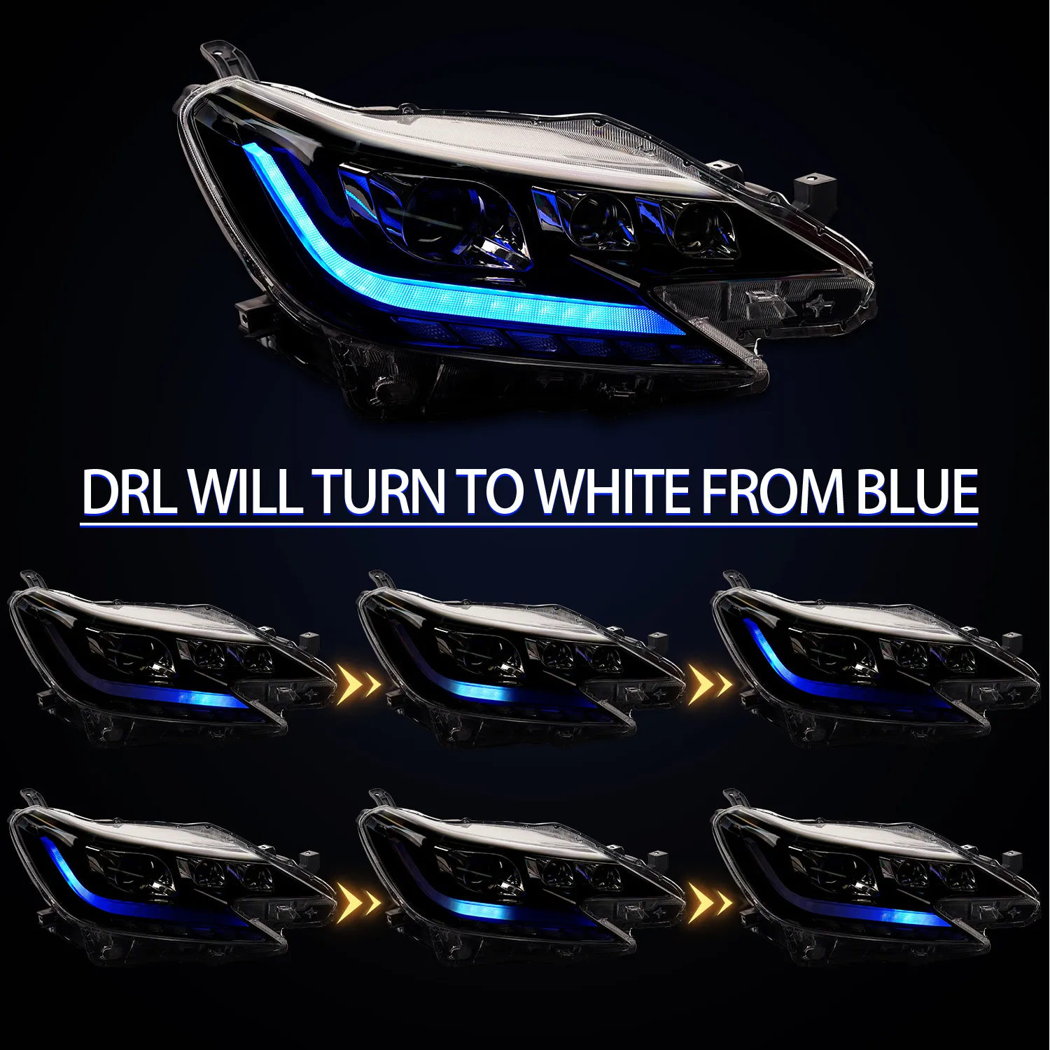 LED Headlights For Cars For Toyota REIZ 20 14-20 17 Upgrade Bifocal Lens Headlight Demon Eye Running Head Lights