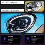 for MINI R60 LED Headlight 2010-20 16 Countryman Headlight Projector Lens DRL LED Low Beam Signal Light - Image 6