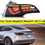 Full LED Taillight Upgrade For Tesla Model 3/Model Y 20 17-up Dragon Scale Streamer Turn Signal Light Running Reverse Auto