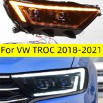 Auto Tuning Headlights For vw TROC 20 18-20 21 Headlight DRL Lens H7 LED Bulb Daytime Running Lights Assembly