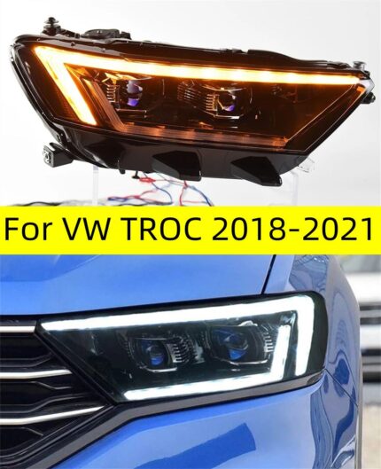 Auto Tuning Headlights For vw TROC 20 18-20 21 Headlight DRL Lens H7 LED Bulb Daytime Running Lights Assembly