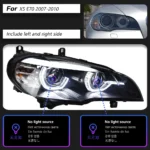 Headlights For BMW X5 E70 20 07-20 10 Upgrade LED Angel Eye Style Front Daytime Light DRL Hid Signal Lamp - Image 6
