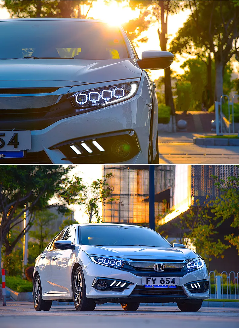 Car Headlights Assembly for Honda CIVIC X G10 20 16-2021 Blue DRL Headlight LED High Low Beam Fog Front Lamp