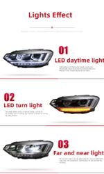 VW Touran 20 16-20 19 Headlight Assembly Upgrade LED Lens Headlight Daytime Running Light Dual lens High Beam - Image 4