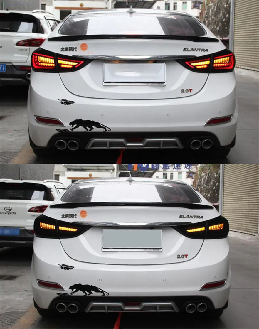 Car Tail Lights For Hyundai Elantra Taillight 20 11-20 16 LED Tail Lamp+Turn Signal+Brake+Reverse LED Light