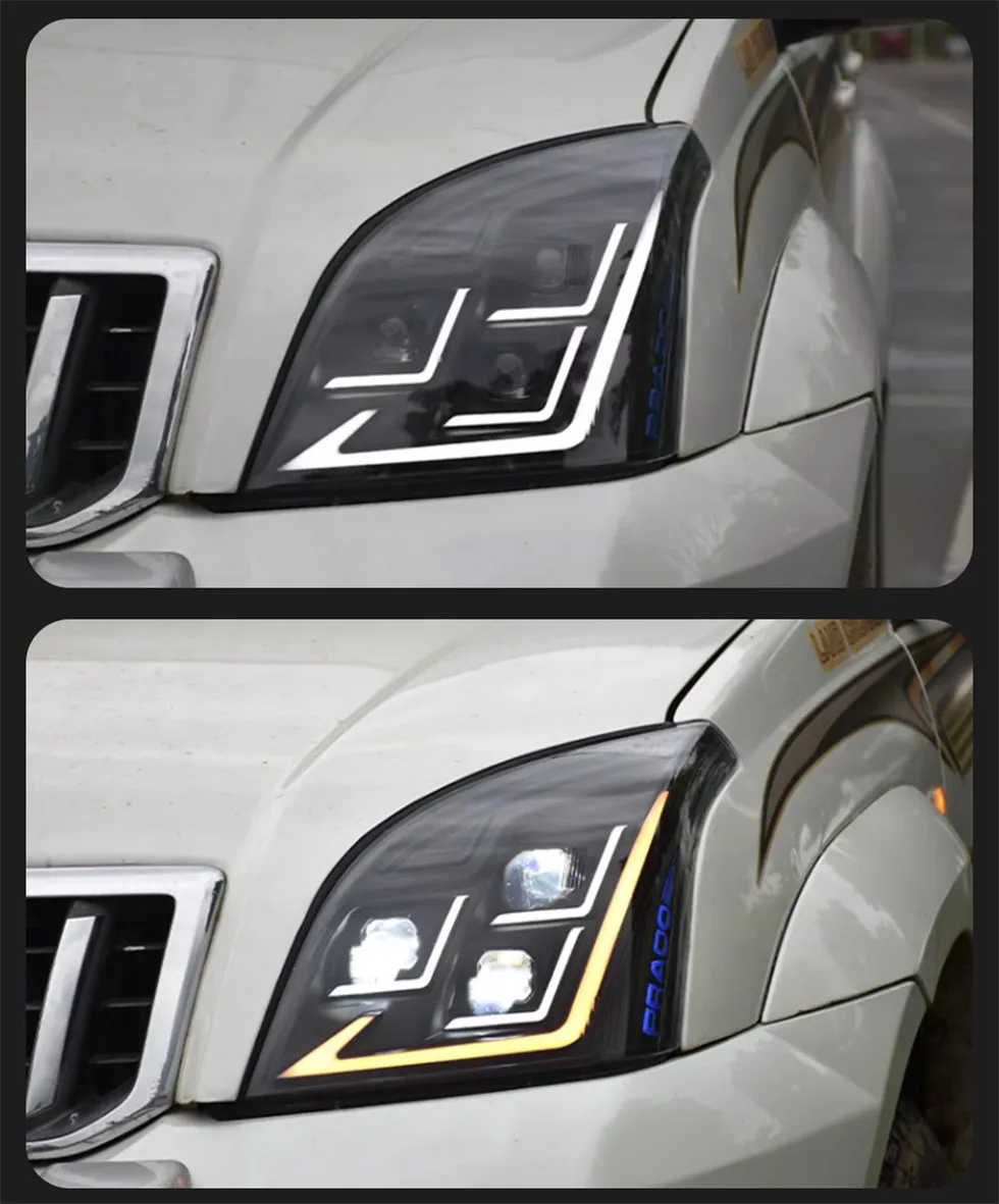 Car Styling Head Lamp for Toyota Prado Full LED Headlight Projector 3 Lens 2004-2009 Front Drl Signal Headlights