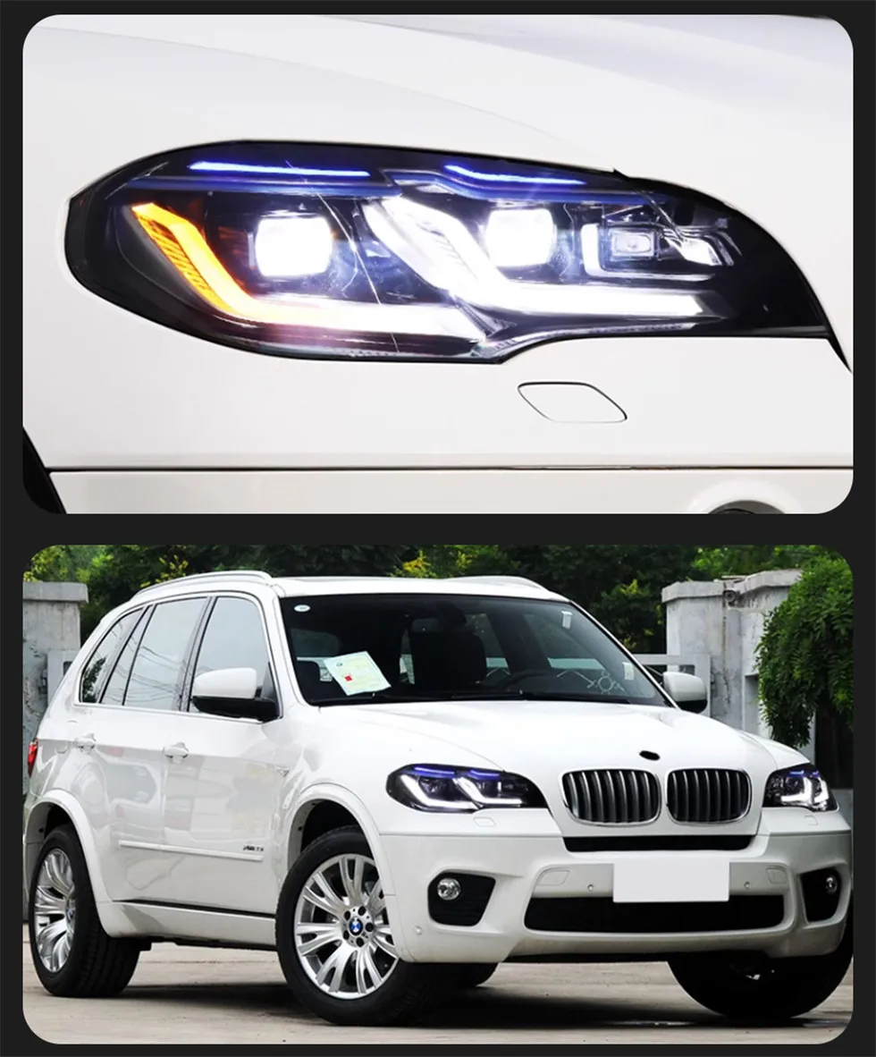 LED Headlights BMW X5 E70 Headlights 2009-2013 Dual L Blue Styling DRL Signal High Beam Head Lamp