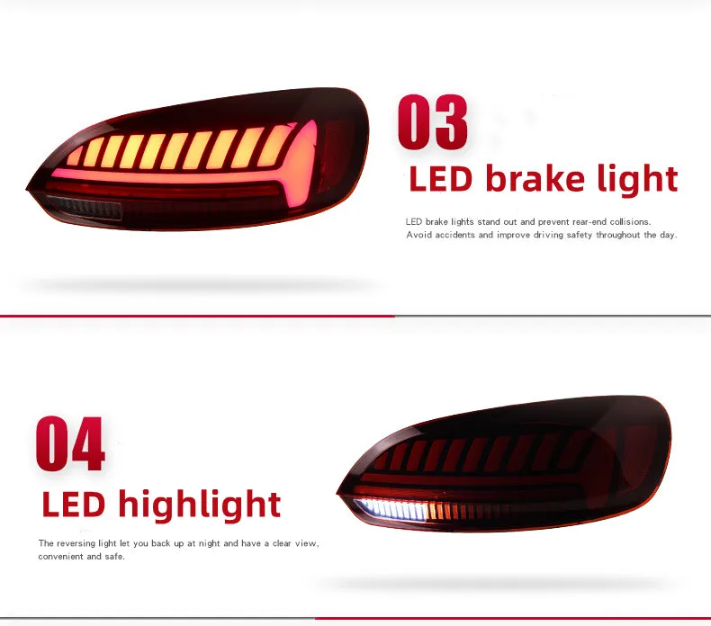 LED Taillight for VW Scirocco 2009-20 17 Tail Lamp Rear Brake Lights Streamer Signal Reverse Highlight Taillights