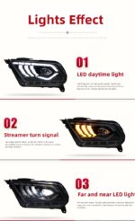 Auto Headlights LED Lens Front Lamp For Ford Mustang 2010-2014 Streamer Turn Signal Headlamp Assembly - Image 4