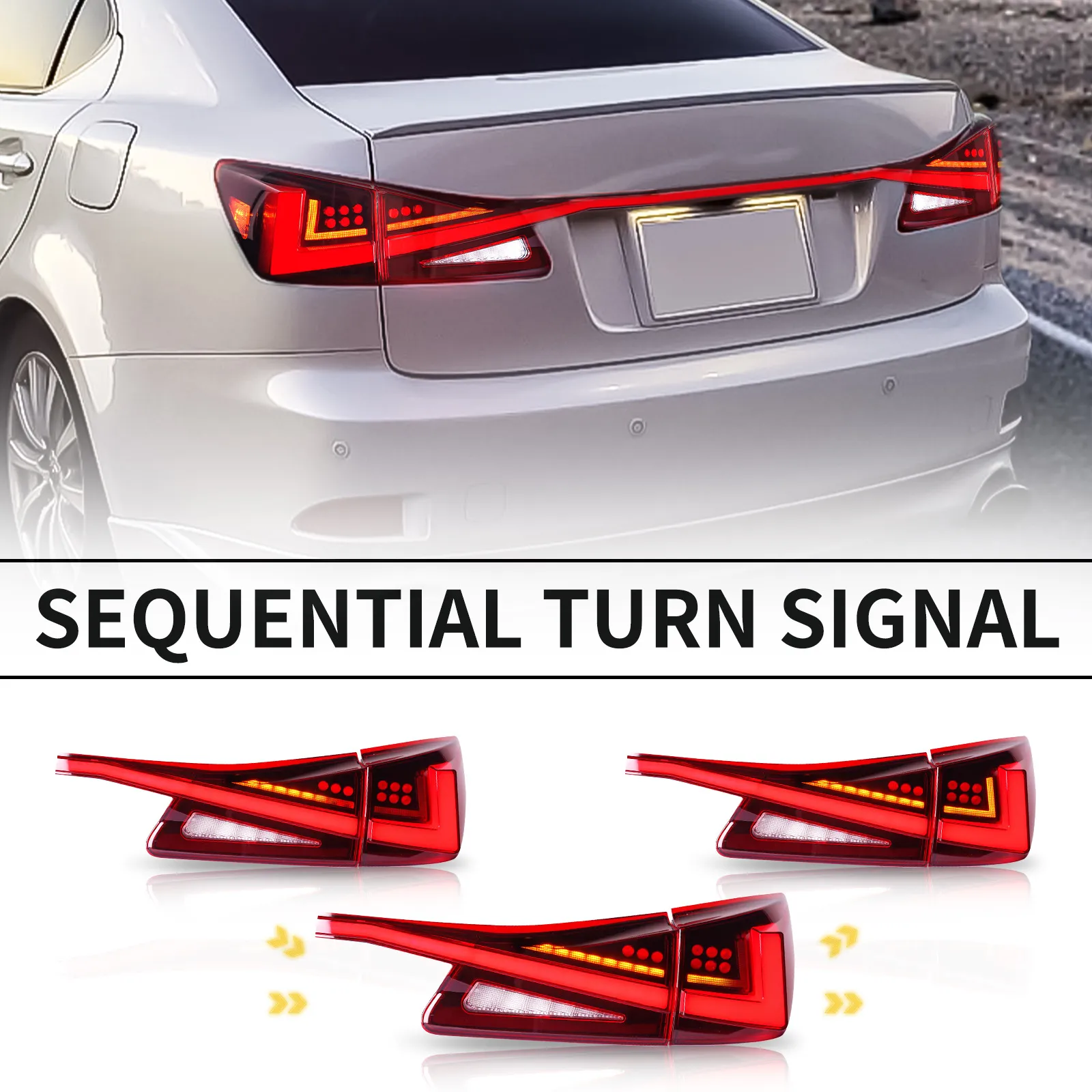 Taillight for Lexus IS Series 2006-2012 IS250 300 350 LED Tail Lights Through Lamp Start-up Animation Breathing Light