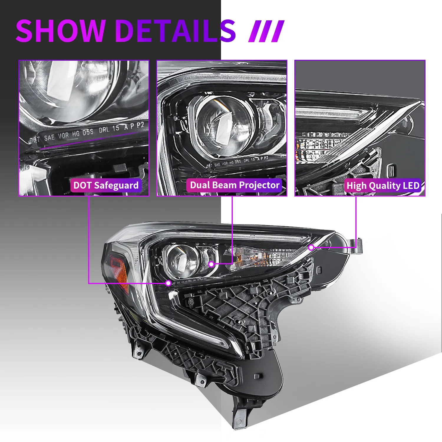 Car Headlights For GMC TERRAIN 20 17-20 22 Orignal Headlights Turn Signal Running Lights Dual Beam Projector