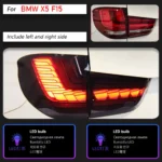Auto Tail Lamp for BMW X5 F15 LED Tail Light 2014-20 18 F15 Dragon Scale Rear Fog Brake Turn Signal Taillight - Image 7