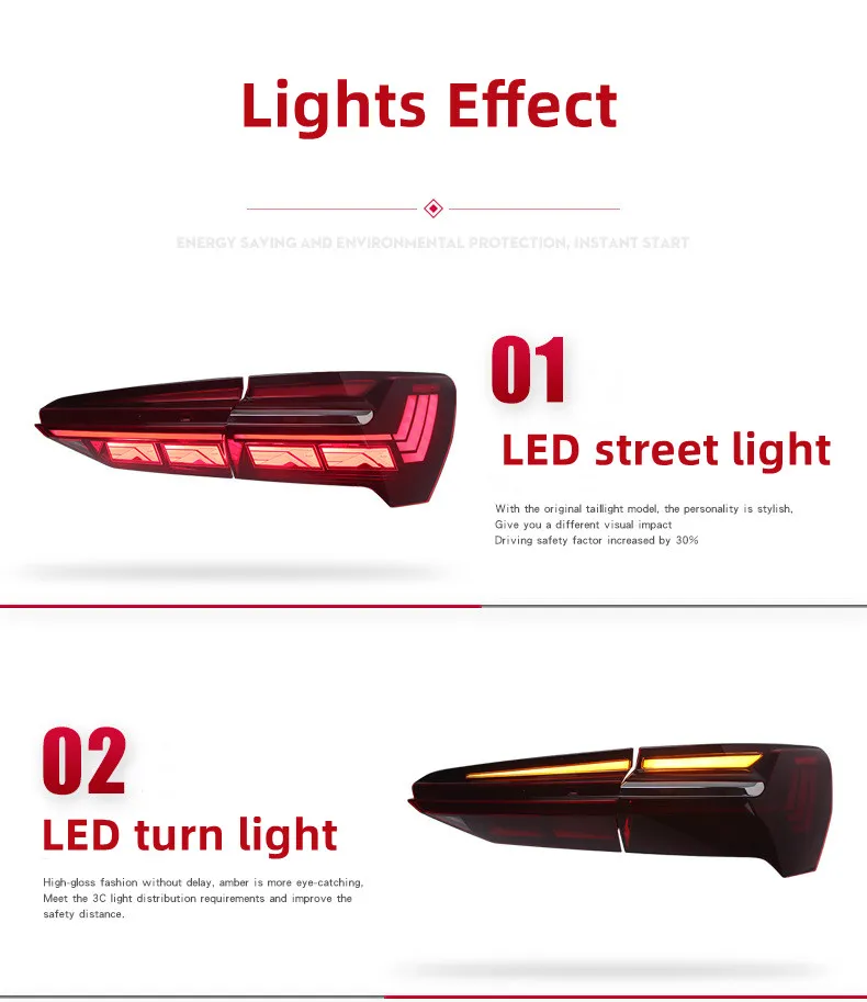 Taillight Assembly for AUDI A6L C8 2019-2024 Modified Horch Version Dynamic Through-type Driving Flow Turning Taillight