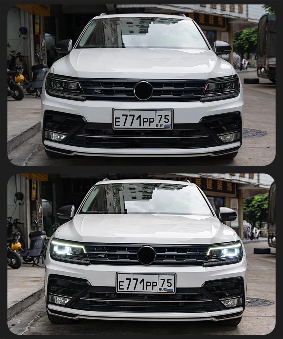 Car Headlights For VW Tiguan L 20 17-20 21 Head Lights U Style LED Lens DRL Flow Turn Signal Head Lamp Accembly