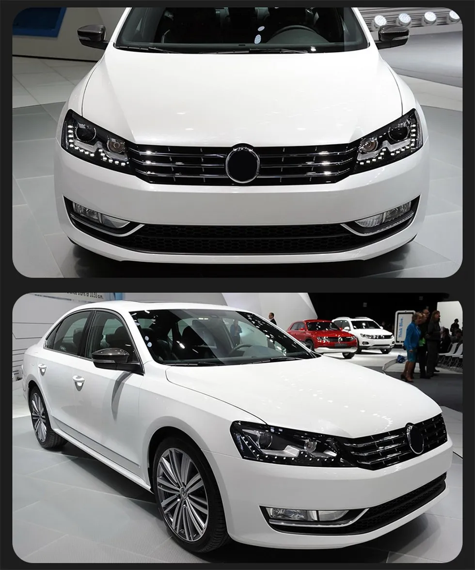 Car Lights Assembly For VW Passat B7 Headlights 2011-20 15 DRL Styling Angel Eye LED Daytime Lights Signal Lamp