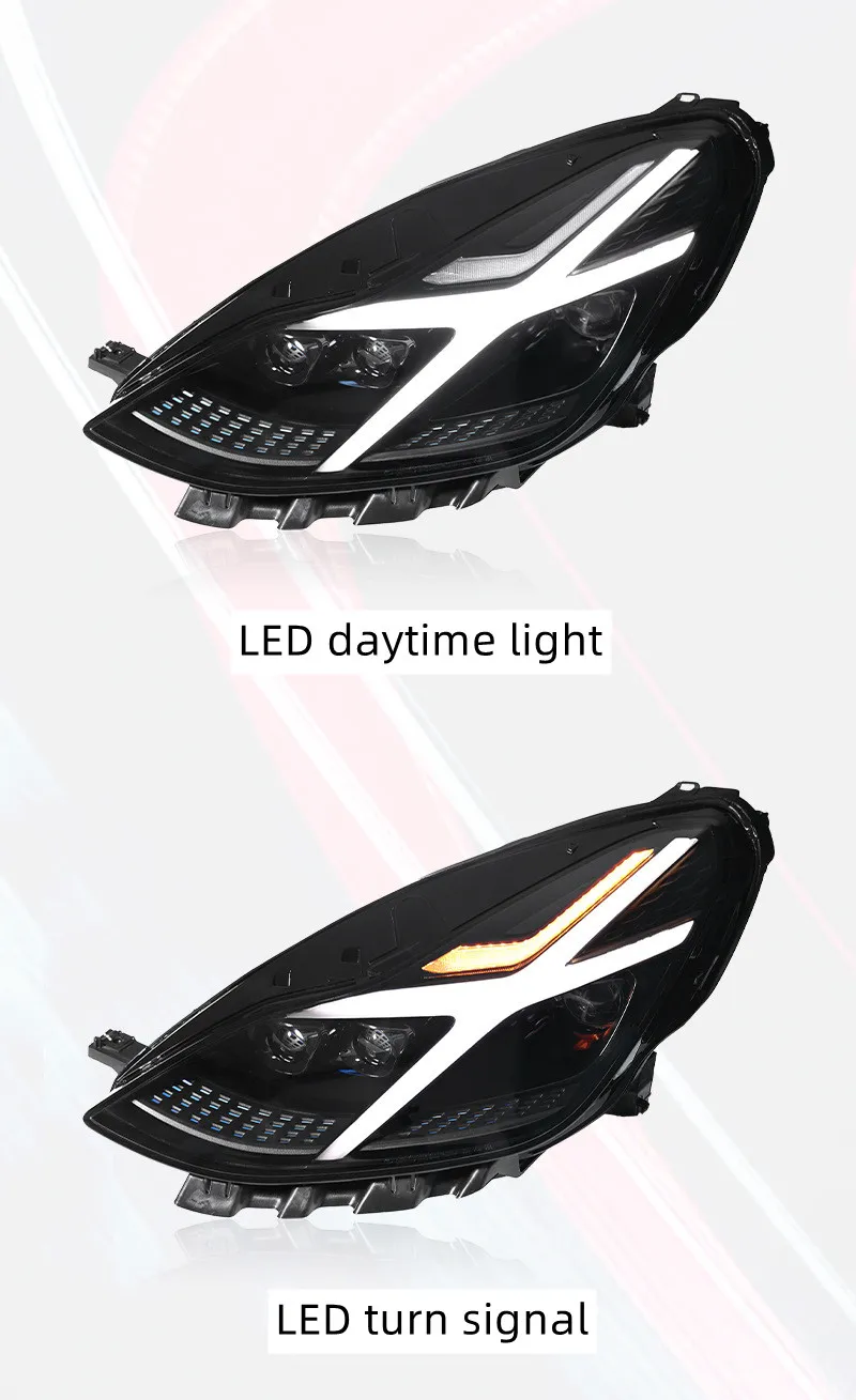 Headlight Assembly For Tesla Model Y 2020-20 24 Modified Police Style Scanning LED Daytime Running Light Lens