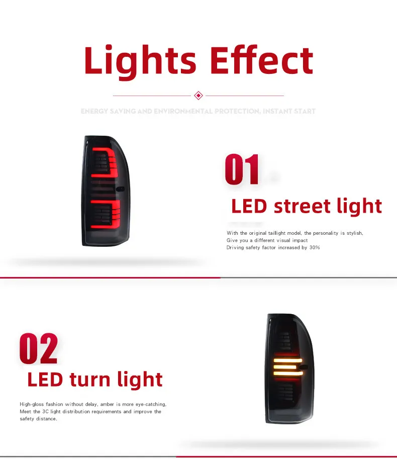 Car Taillight Assembly For Toyota Prado LC90 LC95 3400 1996-2002 LED Street Turn Signal Lights Accessory