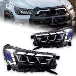 Headlight For Toyota Hilux Headlights 20 21-2023 New Revo LED Headlight DRL Hid Angel Eye Head Lamp