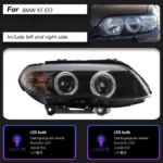 Headlight All LED for BMW X5 E53 2003-2006 Angel Eye LED Lens Daytime Running Light Turn Signal Light - Image 6