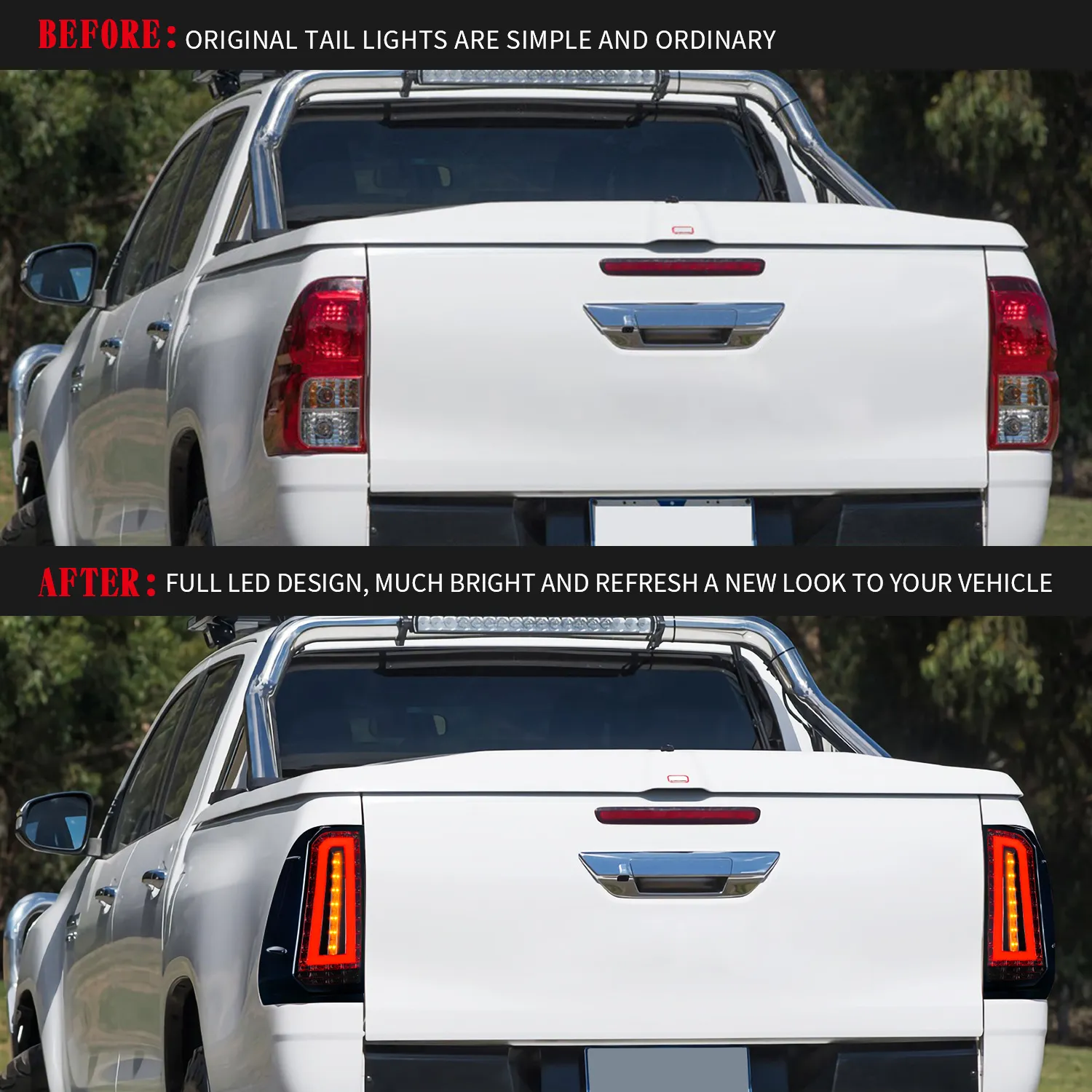 Car Modified Taillight For Toyota Hilux 20 05-20 15 LED Dynamic Turn Signal Parking Lights Brake Reverse Taillights