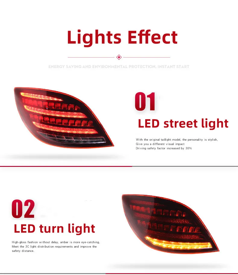 Car LED Taillight For Benz R-Class W251 2009-20 17 Reversing Highlight LED Turn Lights Brake Rear Taillights