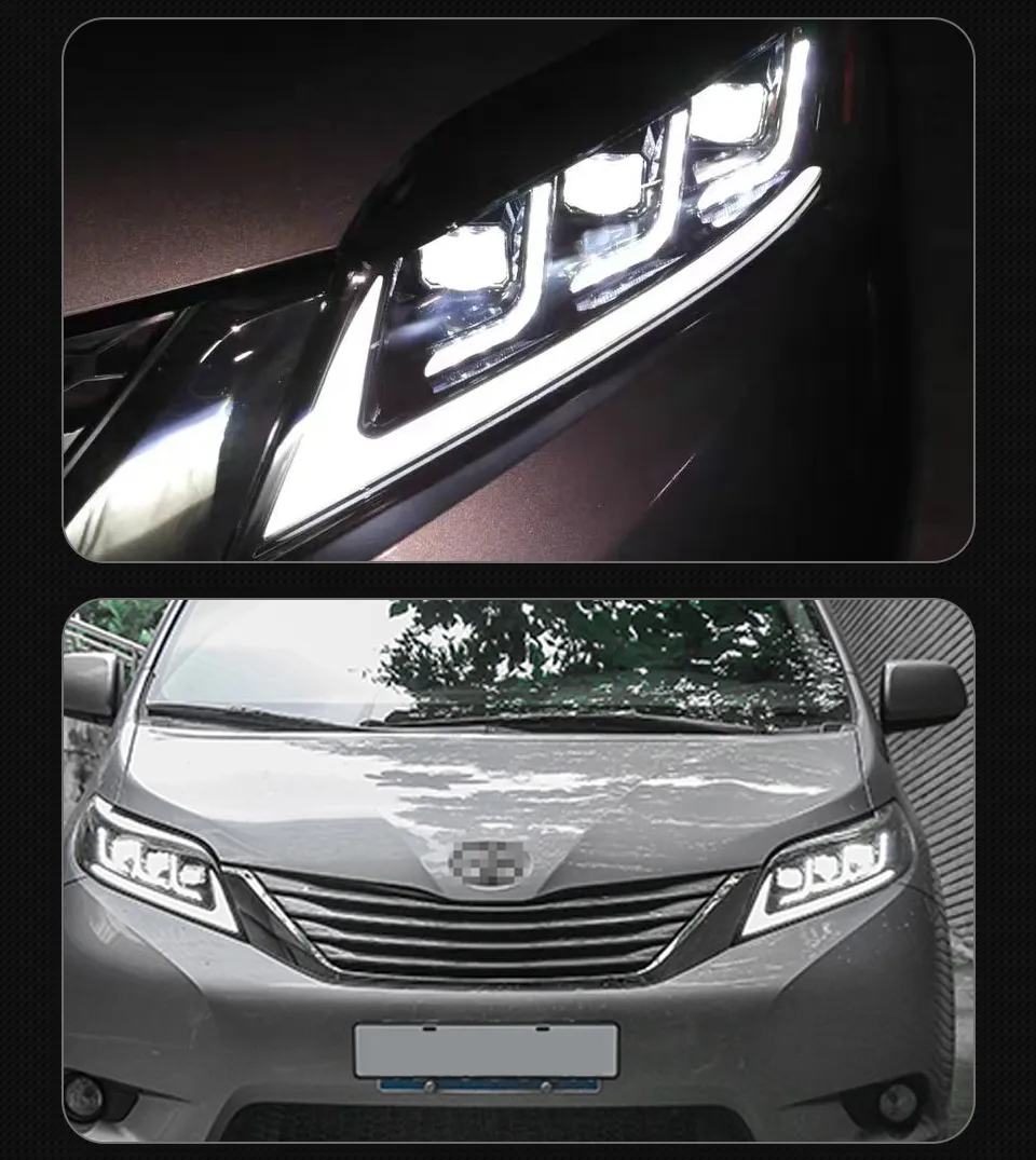 Auto Head Lamp for Toyota Sienna Headlights 2011-20 19 Sienna LED Headlight DRL Signal Hid Bi Xenon Lights