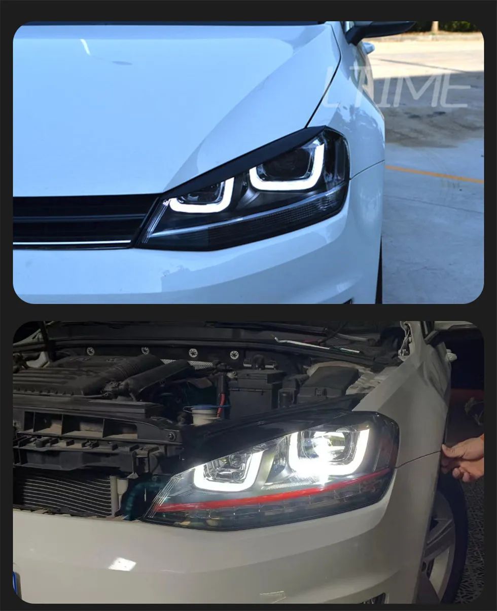 Car Light Assembly for VW Golf 7 MK7 20 13-20 17 Double U LED Upgrade Headlight DRL Dynamic Signal Head Lamps