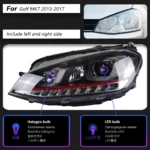 Car Light Assembly for VW Golf 7 MK7 20 13-20 17 Double U LED Upgrade Headlight DRL Dynamic Signal Head Lamps - Image 6