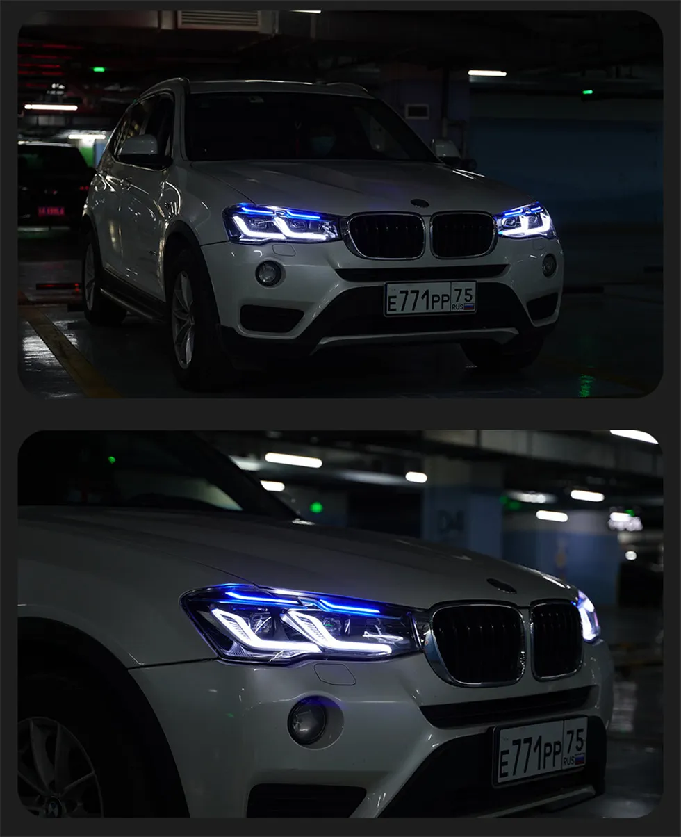 Auto Headlight Assembly for BMW X3 F25 Headlights 20 10-20 17 X4 F26 DRL Daytime Signal Auto Headlights