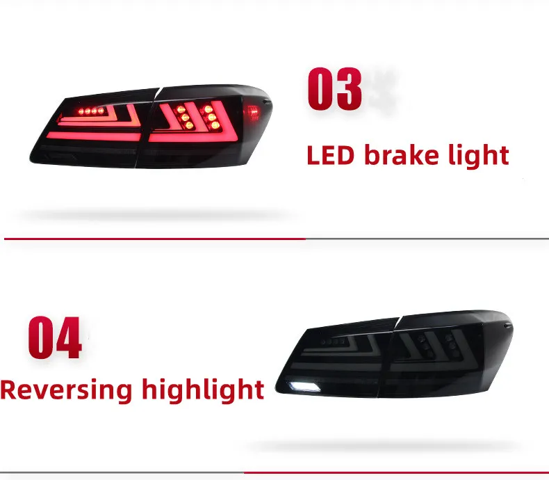 For Lexus ES Taillight Assembly 2006-2012 Upgrade LED Taillights Rear Brake Reversing Highlight Turn Signal Light