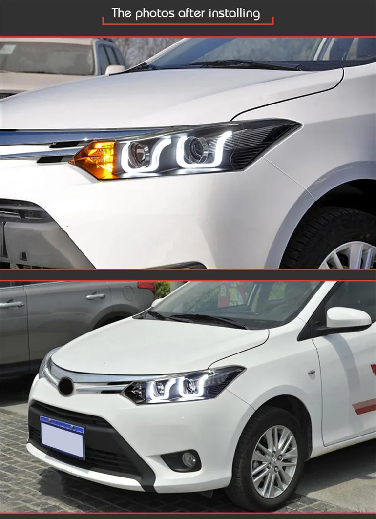 LED Headlight for Toyota Vios 2008-20 16 LED Headlights Signal Lights Day Running Light DRL Angel Eyes