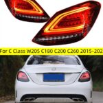 2 PCS Auto Tail Light Parts for C Class W205 C180 C200 C260 20 15-20 21 Taillights Rear Lamp LED DRL Signal Brake Reversing Parking FACELIFT