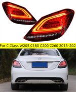 2 PCS Auto Tail Light Parts for C Class W205 C180 C200 C260 20 15-20 21 Taillights Rear Lamp LED DRL Signal Brake Reversing Parking FACELIFT