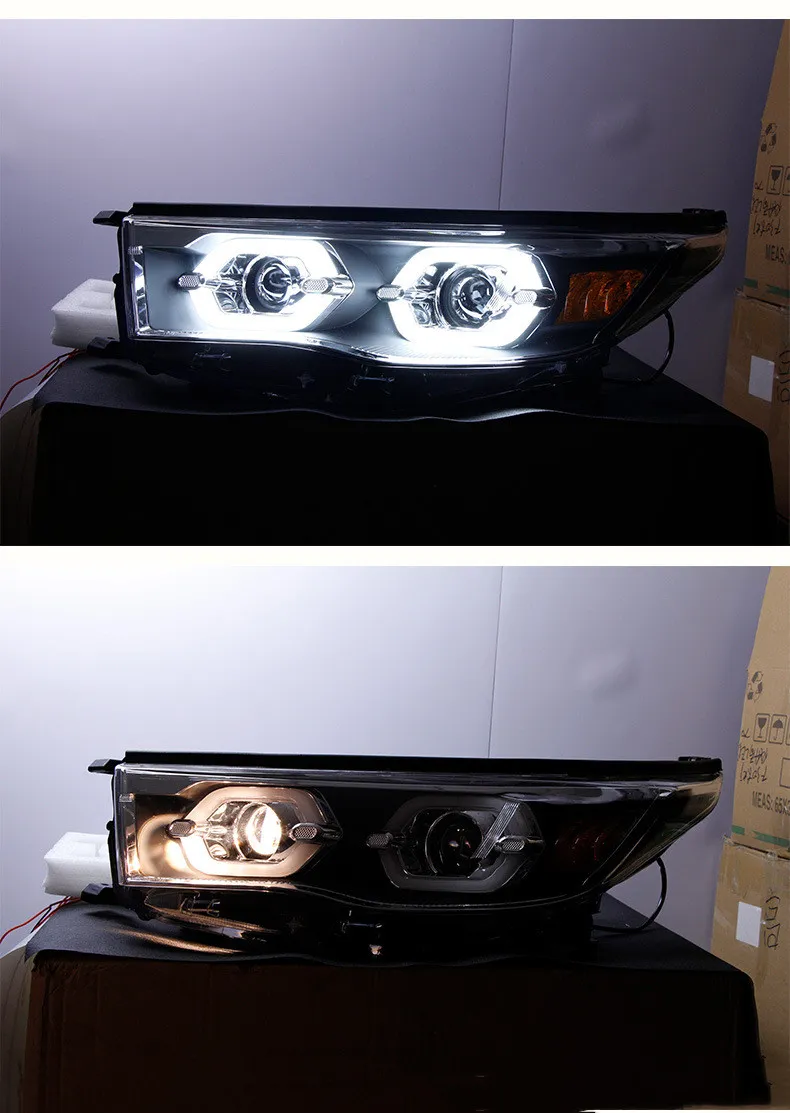 Car Headlights For Toyota Highlander 20 15-20 17 Retrofitting LED Angel Eye Daytime Running Light Lens Xenon Headlights