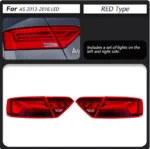 Taillight For A5 A5L 2008-20 16 Tail Lights RS5 Style Sequential Turn Signal Taillight LED Brake Lights Reverse Stop Lamp - Image 8