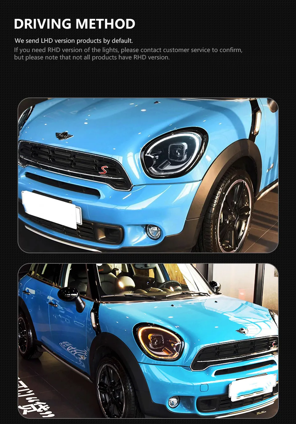 for MINI R60 LED Headlight 2010-20 16 Countryman Headlight Projector Lens DRL LED Low Beam Signal Light