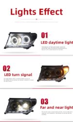 Car Light for Toyota 2007-20 15 Headlamp Assembly Land Cruiser Modified LED Daily Running Light Flow Turn Signal - Image 4